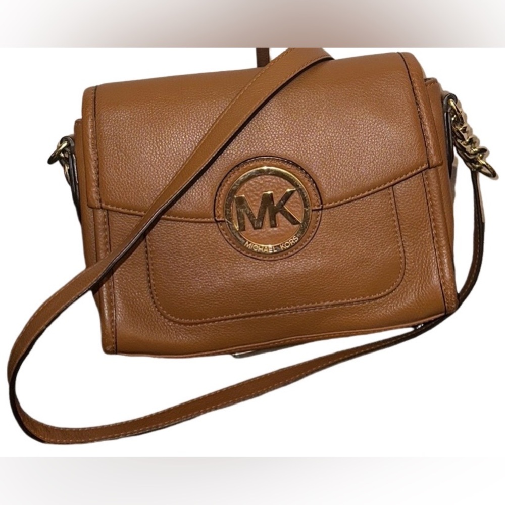 Michael Kors MARGO Leather Messenger Crossbody Bag Brown - Picture 3 of 13